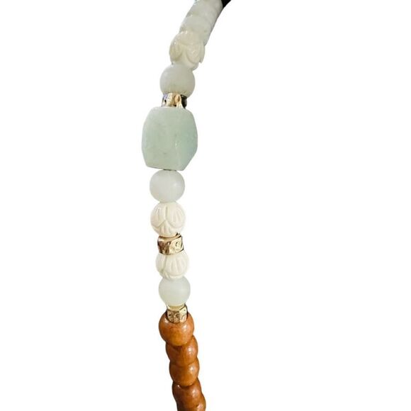 JADEITE Jade Quartz and Nephrite Jade Gemstone Beaded Long Tassel Necklace - Picture 4 of 8